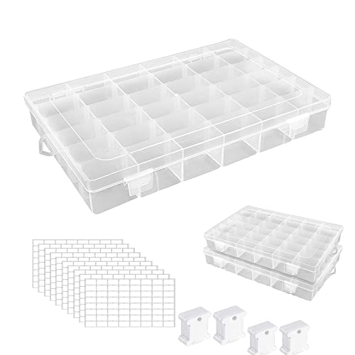 AZKEEGREY 2 Stück Stickgarn Aufbewahrung mit 36 Raster, Kunststoff Aufbewahrungsbox, Aufbewahrungsbox mit 200 Stück Plastikseide Stickgarn Karten, 8 Leere Aufkleber für Basteln Nähen AZKEEGREY 2 Stück Stickgarn Aufbewahrung mit 36 Raster, Kunststoff Aufbewahrungsbox, Aufbewahrungsbox mit 200 Stück Plastikseide Stickgarn Karten, 8 Leere Aufkleber für Basteln Nähen von AZKEEGREY