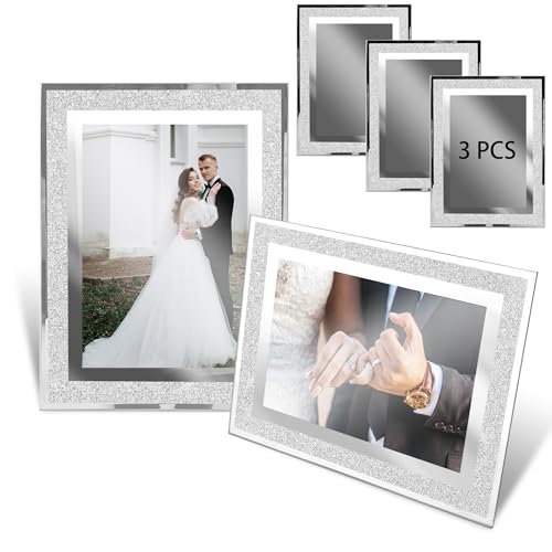 AZKEEGREY 3er-Set Glas Bilderrahmen 15x20, Silber Glitter Fotorahmen, Photo Frame Rahmen für Baby, Familienfotos, Hochzeitsfotos AZKEEGREY 3er-Set Glas Bilderrahmen 15x20, Silber Glitter Fotorahmen, Photo Frame Rahmen für Baby, Familienfotos, Hochzeitsfotos von AZKEEGREY