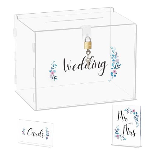 AZKEEGREY Kartenbox Hochzeit Acryl, Geldbox Hochzeit mit Schloss und 2 Schild, Hochzeitsbox für Geldgeschenke, Geschenkbox Briefbox für Geburtstag Jubiläum AZKEEGREY Kartenbox Hochzeit Acryl, Geldbox Hochzeit mit Schloss und 2 Schild, Hochzeitsbox für Geldgeschenke, Geschenkbox Briefbox für Geburtstag Jubiläum von AZKEEGREY