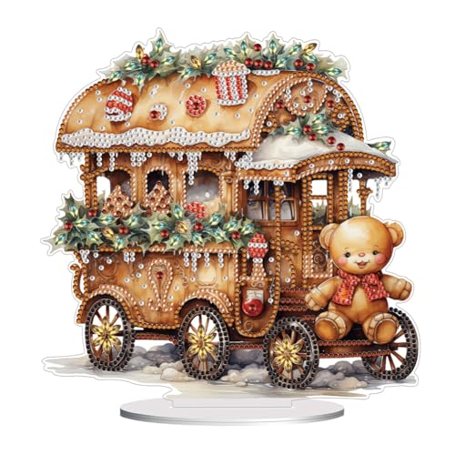 AZURAOKEY Crystal Diamond Painting Table Ornaments Christmas Cabin Special Shape Diamond Art Table Decor Christmas Crystal Painting Desktop Kit for Home Office Desktop Decor von AZURAOKEY