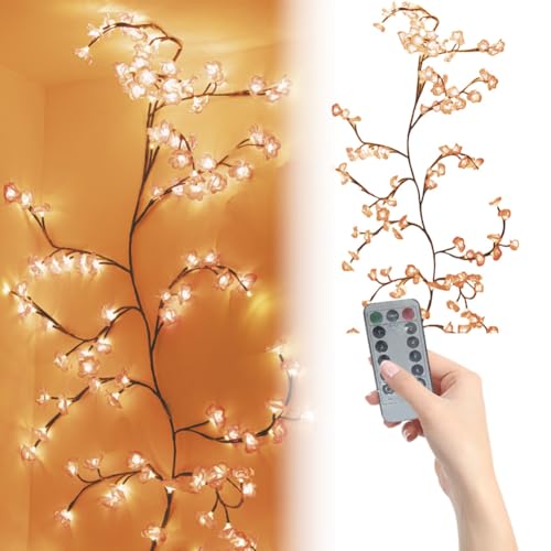 AZURAOKEY Kirschblütenzweig-Lichter mit Fernbedienung, Kirschblüten-Lichter mit 98 LEDs, beleuchtete Weidenrankenlichter, 8 Beleuchtungsmodi für Wände, Schlafzimmer, Heimdekoration (1,8 m, 98 LEDs) AZURAOKEY Kirschblütenzweig-Lichter mit Fernbedienung, Kirschblüten-Lichter mit 98 LEDs, beleuchtete Weidenrankenlichter, 8 Beleuchtungsmodi für Wände, Schlafzimmer, Heimdekoration (1,8 m, 98 LEDs) von AZURAOKEY
