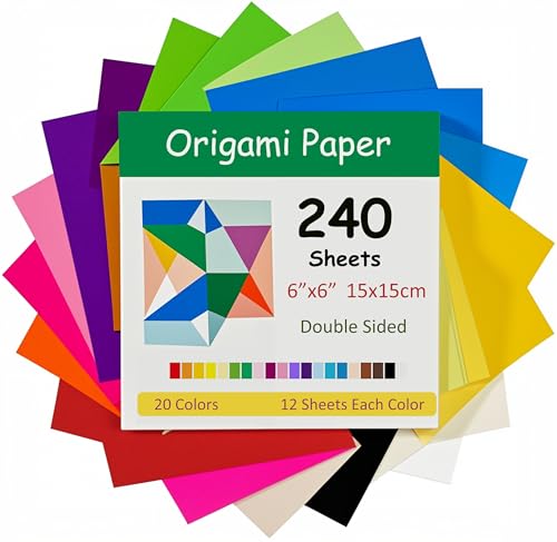 240 Blatt Origami Papier, 15 x 15 cm, doppelseitig, 70 g/m², 20 Farben, kleine faltpapier quadrate für Kinder, DIY, Schule, Kunst, Bastelprojekte, Kinder und Erwachsene 240 Blatt Origami Papier, 15 x 15 cm, doppelseitig, 70 g/m², 20 Farben, kleine faltpapier quadrate für Kinder, DIY, Schule, Kunst, Bastelprojekte, Kinder und Erwachsene von AZVIEY