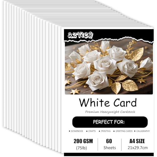 60 Blatt Tonpapier Weiß, 200g/m² Tonkarton - DIN A4 Bastelkarton für Malen Kartenherstellung Einladungen Scrapbook Basteln 60 Blatt Tonpapier Weiß, 200g/m² Tonkarton - DIN A4 Bastelkarton für Malen Kartenherstellung Einladungen Scrapbook Basteln von AZVIEY