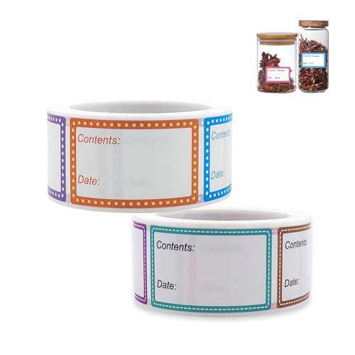 AZWOOD 1000 Gefrieretiketten, 2,5 x 4,1 cm Klebeetiketten für Gefriergut Farblich Etiketten zur Aufbewahrung Lebensmitteln für Gefrierbehälter, Gläser von Azwood