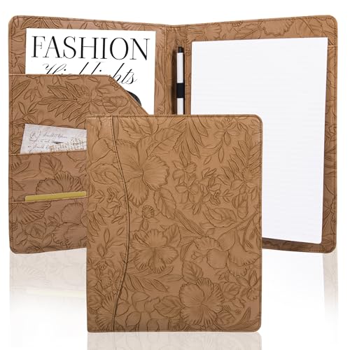 AZXCG Geprägter Padfolio-Ordner aus Leder, für Interviews, Lebenslauf, Visitenkartenhalter, Organizer mit A4-Notizblöcken für Männer und Frauen, Hellbraun AZXCG Geprägter Padfolio-Ordner aus Leder, für Interviews, Lebenslauf, Visitenkartenhalter, Organizer mit A4-Notizblöcken für Männer und Frauen, Hellbraun von AZXCG