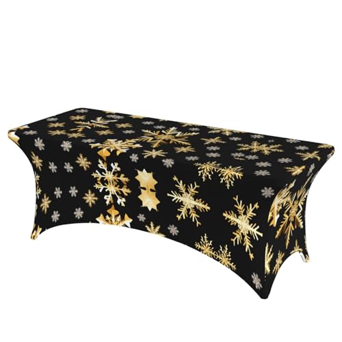 AZXMGOP Goldene Weihnachts-Schneeflocken-Druck, stilvoll, rechteckig, elastisch, passend für große rechteckige oder ovale Tische AZXMGOP Goldene Weihnachts-Schneeflocken-Druck, stilvoll, rechteckig, elastisch, passend für große rechteckige oder ovale Tische von AZXMGOP