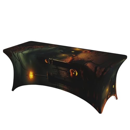 AZXMGOP Gruseliger Halloween-Druck, stilvoll, rechteckig, elastisch, passend für große rechteckige oder ovale Tische AZXMGOP Gruseliger Halloween-Druck, stilvoll, rechteckig, elastisch, passend für große rechteckige oder ovale Tische von AZXMGOP