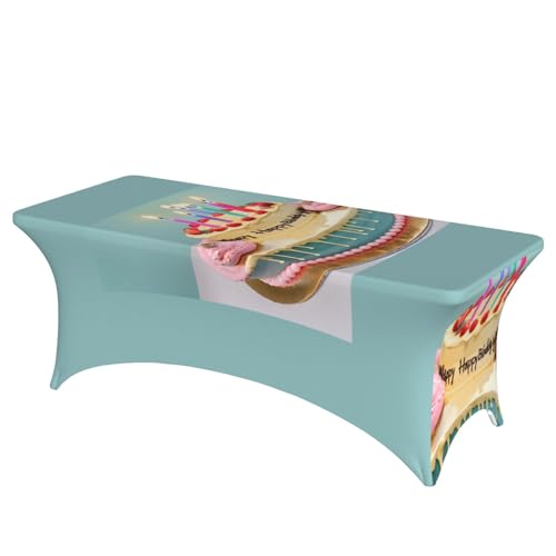 AZXMGOP Happy Birthday Big Cake Print Stilvolle rechteckige elastische Tischdecke passend für große rechteckige oder ovale Tische AZXMGOP Happy Birthday Big Cake Print Stilvolle rechteckige elastische Tischdecke passend für große rechteckige oder ovale Tische von AZXMGOP