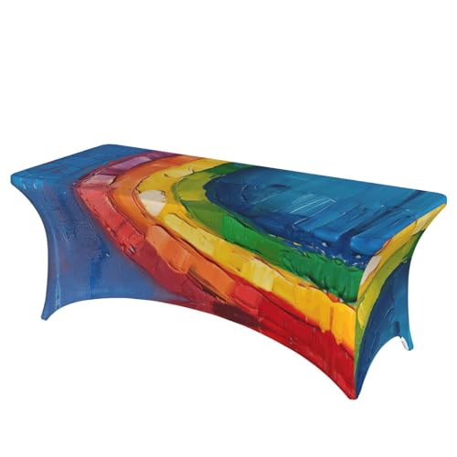 AZXMGOP Kleine Tischdecke mit Regenbogen-Druck, stilvoll, rechteckig, elastisch, passend für große rechteckige oder ovale Tische AZXMGOP Kleine Tischdecke mit Regenbogen-Druck, stilvoll, rechteckig, elastisch, passend für große rechteckige oder ovale Tische von AZXMGOP