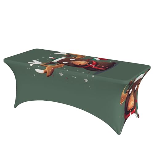 AZXMGOP Lustiger Weihnachts-Elchkopf-Druck, stilvoll, rechteckig, elastisch, passend für große rechteckige oder ovale Tische AZXMGOP Lustiger Weihnachts-Elchkopf-Druck, stilvoll, rechteckig, elastisch, passend für große rechteckige oder ovale Tische von AZXMGOP