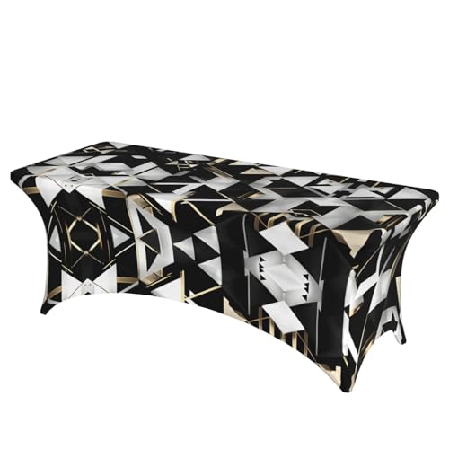 AZXMGOP Modische Tischdecke, modern, schwarz-weiß-goldfarben, dreieckig, stilvoll, rechteckig, elastisch, passend für große rechteckige oder ovale Tische AZXMGOP Modische Tischdecke, modern, schwarz-weiß-goldfarben, dreieckig, stilvoll, rechteckig, elastisch, passend für große rechteckige oder ovale Tische von AZXMGOP