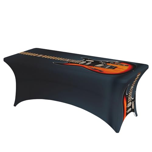 AZXMGOP Orangefarbene Tischdecke mit E-Gitarren-Druck, stilvoll, rechteckig, elastisch, passend für große rechteckige oder ovale Tische AZXMGOP Orangefarbene Tischdecke mit E-Gitarren-Druck, stilvoll, rechteckig, elastisch, passend für große rechteckige oder ovale Tische von AZXMGOP
