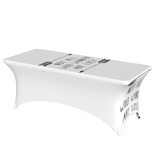 AZXMGOP Stilvolle, rechteckige und elastische Tischdecke mit Aufdruck "Not All Who Wander Are Lost", passend für große rechteckige oder ovale Tische von AZXMGOP