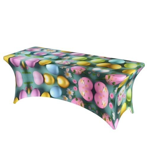 AZXMGOP Stilvolle rechteckige elastische Tischdecke mit Aufschrift "Happy Easter", passend für große rechteckige oder ovale Tische AZXMGOP Stilvolle rechteckige elastische Tischdecke mit Aufschrift "Happy Easter", passend für große rechteckige oder ovale Tische von AZXMGOP