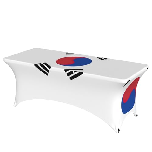AZXMGOP Stilvolle rechteckige elastische Tischdecke mit Flagge der Republik Korea, passend für große rechteckige oder ovale Tische von AZXMGOP