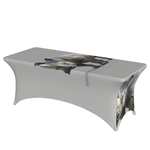 AZXMGOP Stilvolle rechteckige elastische Tischdecke mit Tiernashorn-Druck, passend für große rechteckige oder ovale Tische AZXMGOP Stilvolle rechteckige elastische Tischdecke mit Tiernashorn-Druck, passend für große rechteckige oder ovale Tische von AZXMGOP