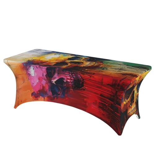 AZXMGOP Stilvolle rechteckige elastische Tischdecke mit Totenkopf-Motiv, passend für große rechteckige oder ovale Tische AZXMGOP Stilvolle rechteckige elastische Tischdecke mit Totenkopf-Motiv, passend für große rechteckige oder ovale Tische von AZXMGOP
