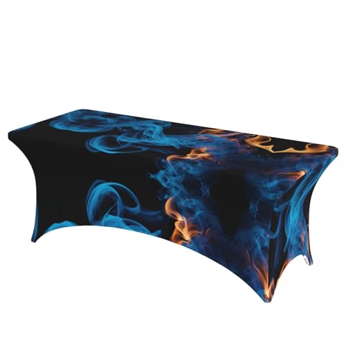 AZXMGOP Stilvolle rechteckige und elastische Tischdecke mit blauem Flammenmuster, passend für große rechteckige oder ovale Tische AZXMGOP Stilvolle rechteckige und elastische Tischdecke mit blauem Flammenmuster, passend für große rechteckige oder ovale Tische von AZXMGOP