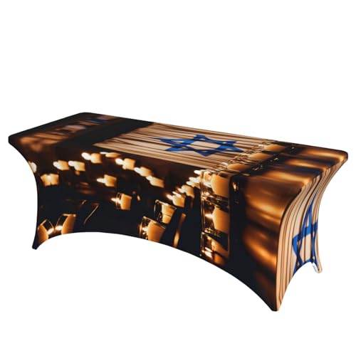 AZXMGOP Stilvolle rechteckige und elastische Tischdecke mit israelischer Flagge, passend für große rechteckige oder ovale Tische AZXMGOP Stilvolle rechteckige und elastische Tischdecke mit israelischer Flagge, passend für große rechteckige oder ovale Tische von AZXMGOP