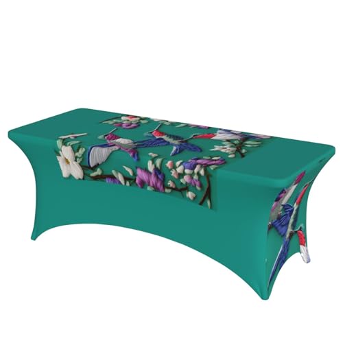 AZXMGOP Tischdecke mit Blumen-Kolibri-Stickerei, stilvoll, rechteckig, elastisch, passend für große rechteckige oder ovale Tische AZXMGOP Tischdecke mit Blumen-Kolibri-Stickerei, stilvoll, rechteckig, elastisch, passend für große rechteckige oder ovale Tische von AZXMGOP