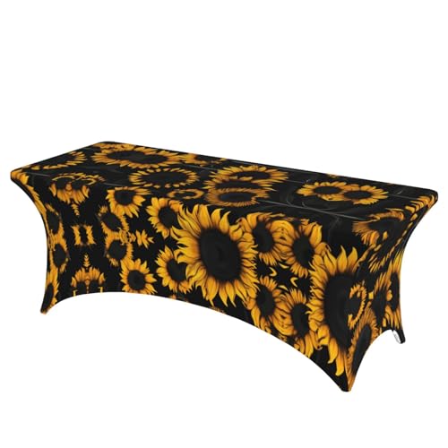 AZXMGOP Tischdecke mit Sonnenblumen-Motiv, stilvoll, rechteckig, elastisch, passend für große rechteckige oder ovale Tische von AZXMGOP