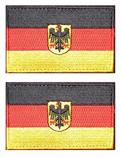 2 Stück AliPlus Deutschland-Flagge, Emblem, bestickt, taktisch, Militär, Moral, Applikation, Klettverschluss, Haken und Schlaufe (Emblem) von AZZUTORK