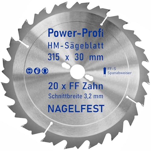 HM-Sägeblatt 20 x Zahn FF 315 x 30 mm FF-S Nagelfest mit Spanabweiser Kreissägeblatt HW für Tischkreissäge Wippsäge Schalholz Naturholz Holzplatten Bauholz Brennholz Schaltafel mit Betonbeschlag Nägel HM-Sägeblatt 20 x Zahn FF 315 x 30 mm FF-S Nagelfest mit Spanabweiser Kreissägeblatt HW für Tischkreissäge Wippsäge Schalholz Naturholz Holzplatten Bauholz Brennholz Schaltafel mit Betonbeschlag Nägel von AZprof