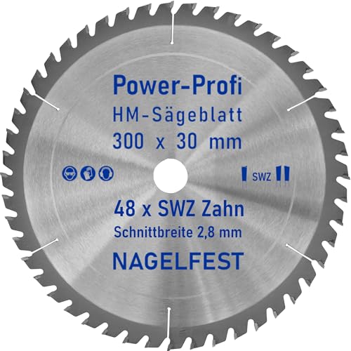HM-Sägeblatt 300 x 30 mm SWZ 48 x Zahn - nagelfest Super-Allrounder - Kreissägeblatt Wechselzahn HW WZ für Wippsäge Tischkreissäge Brennholzsäge Holz mit Betonbeschlag Brennholz Hartholz Holzplatten HM-Sägeblatt 300 x 30 mm SWZ 48 x Zahn - nagelfest Super-Allrounder - Kreissägeblatt Wechselzahn HW WZ für Wippsäge Tischkreissäge Brennholzsäge Holz mit Betonbeschlag Brennholz Hartholz Holzplatten von AZprof