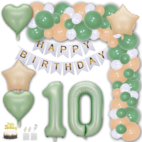 Aabellay 10. Geburtstag Deko Frauen Mann Grün Beige Geburtstagsdeko Gold Geburtstag Luftballon Dekoration Weiß Happy Birthday Banner Konfetti Ballons Luftballons Tortenaufsatz Nummer Folienballons Aabellay 10. Geburtstag Deko Frauen Mann Grün Beige Geburtstagsdeko Gold Geburtstag Luftballon Dekoration Weiß Happy Birthday Banner Konfetti Ballons Luftballons Tortenaufsatz Nummer Folienballons von Aabellay