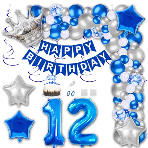Aabellay 12 Jahre Geburtstag Dekorationen Blau Geburtstagsdeko Happy Birthday Banner Silber Konfetti Luftballons Nummer Folienballons Krone Stern Mylar Foil Ballon Tortendeko für Mann Frauen Aabellay 12 Jahre Geburtstag Dekorationen Blau Geburtstagsdeko Happy Birthday Banner Silber Konfetti Luftballons Nummer Folienballons Krone Stern Mylar Foil Ballon Tortendeko für Mann Frauen von Aabellay