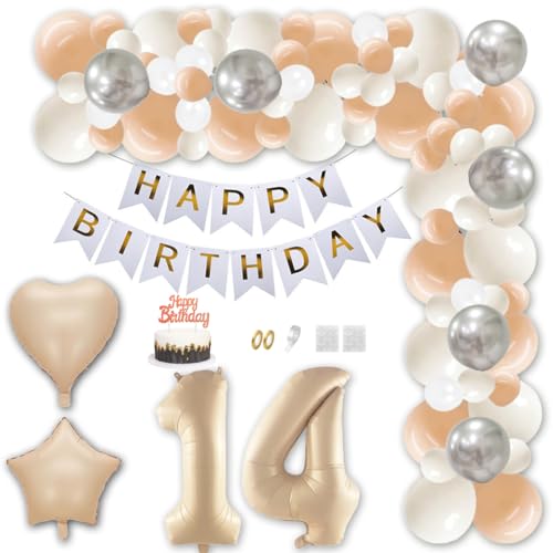 Aabellay 14 Jahr Geburtstag Deko Männer Frauen Karamell Aprikose Geburtstagsdeko Gold Happy Birthday Banner Geburtstag Nummer Folienballons Weiß Silber Konfetti Luftballons Tortenaufsatz Aabellay 14 Jahr Geburtstag Deko Männer Frauen Karamell Aprikose Geburtstagsdeko Gold Happy Birthday Banner Geburtstag Nummer Folienballons Weiß Silber Konfetti Luftballons Tortenaufsatz von Aabellay