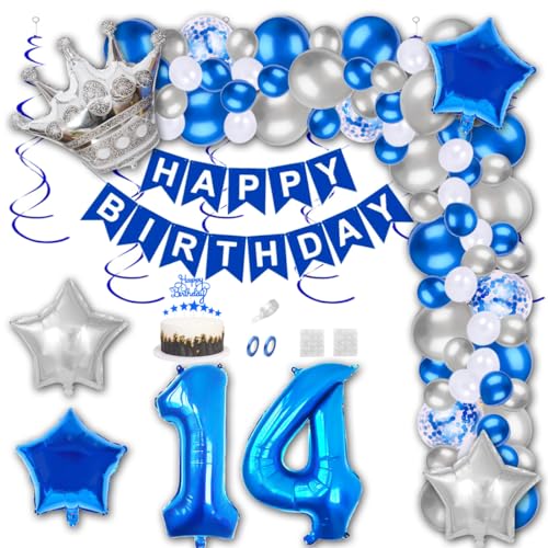 Aabellay 14 Jahre Geburtstag Dekorationen Blau Geburtstagsdeko Happy Birthday Banner Silber Konfetti Luftballons Nummer Folienballons Krone Stern Mylar Foil Ballon Tortendeko für Mann Frauen Aabellay 14 Jahre Geburtstag Dekorationen Blau Geburtstagsdeko Happy Birthday Banner Silber Konfetti Luftballons Nummer Folienballons Krone Stern Mylar Foil Ballon Tortendeko für Mann Frauen von Aabellay