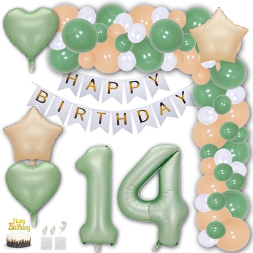 Aabellay 14. Geburtstag Deko Frauen Mann Grün Beige Geburtstagsdeko Gold Geburtstag Luftballon Dekoration Weiß Happy Birthday Banner Konfetti Ballons Luftballons Tortenaufsatz Nummer Folienballons Aabellay 14. Geburtstag Deko Frauen Mann Grün Beige Geburtstagsdeko Gold Geburtstag Luftballon Dekoration Weiß Happy Birthday Banner Konfetti Ballons Luftballons Tortenaufsatz Nummer Folienballons von Aabellay