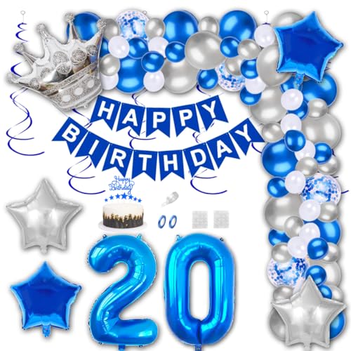 Aabellay 20 Jahre Geburtstag Dekorationen Blau Geburtstagsdeko Happy Birthday Banner Silber Konfetti Luftballons Nummer Folienballons Krone Stern Mylar Foil Ballon Tortendeko für Mann Frauen Aabellay 20 Jahre Geburtstag Dekorationen Blau Geburtstagsdeko Happy Birthday Banner Silber Konfetti Luftballons Nummer Folienballons Krone Stern Mylar Foil Ballon Tortendeko für Mann Frauen von Aabellay