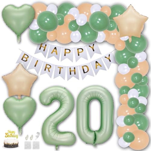 Aabellay 20. Geburtstag Deko Frauen Mann Grün Beige Geburtstagsdeko Gold Geburtstag Luftballon Dekoration Weiß Happy Birthday Banner Konfetti Ballons Luftballons Tortenaufsatz Nummer Folienballons Aabellay 20. Geburtstag Deko Frauen Mann Grün Beige Geburtstagsdeko Gold Geburtstag Luftballon Dekoration Weiß Happy Birthday Banner Konfetti Ballons Luftballons Tortenaufsatz Nummer Folienballons von Aabellay