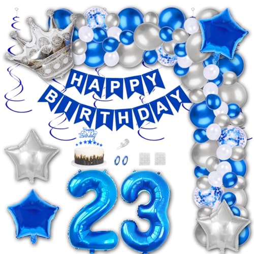 Aabellay 23 Jahre Geburtstag Dekorationen Blau Geburtstagsdeko Happy Birthday Banner Silber Konfetti Luftballons Nummer Folienballons Krone Stern Mylar Foil Ballon Tortendeko für Mann Frauen Aabellay 23 Jahre Geburtstag Dekorationen Blau Geburtstagsdeko Happy Birthday Banner Silber Konfetti Luftballons Nummer Folienballons Krone Stern Mylar Foil Ballon Tortendeko für Mann Frauen von Aabellay