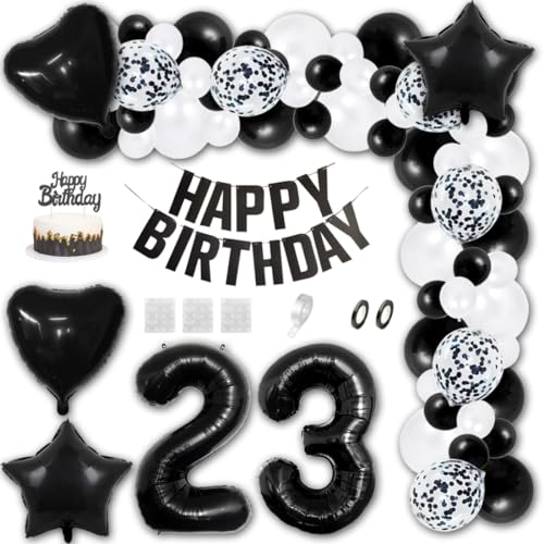 Aabellay 23 Jahre Geburtstag Dekorationen Schwarz Geburtstagsdeko Happy Birthday Banner Weiß Konfetti Luftballons Nummer Folienballons Stern Mylar Foil Ballon Tortendeko für Mann Frauen Aabellay 23 Jahre Geburtstag Dekorationen Schwarz Geburtstagsdeko Happy Birthday Banner Weiß Konfetti Luftballons Nummer Folienballons Stern Mylar Foil Ballon Tortendeko für Mann Frauen von Aabellay