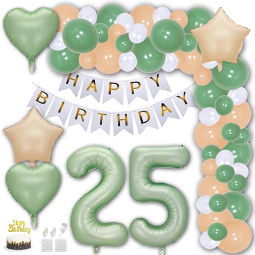 Aabellay 25. Geburtstag Deko Frauen Mann Grün Beige Geburtstagsdeko Gold Geburtstag Luftballon Dekoration Weiß Happy Birthday Banner Konfetti Ballons Luftballons Tortenaufsatz Nummer Folienballons Aabellay 25. Geburtstag Deko Frauen Mann Grün Beige Geburtstagsdeko Gold Geburtstag Luftballon Dekoration Weiß Happy Birthday Banner Konfetti Ballons Luftballons Tortenaufsatz Nummer Folienballons von Aabellay