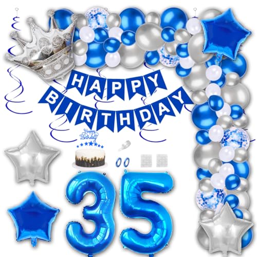 Aabellay 35 Jahre Geburtstag Dekorationen Blau Geburtstagsdeko Happy Birthday Banner Silber Konfetti Luftballons Nummer Folienballons Krone Stern Mylar Foil Ballon Tortendeko für Mann Frauen Aabellay 35 Jahre Geburtstag Dekorationen Blau Geburtstagsdeko Happy Birthday Banner Silber Konfetti Luftballons Nummer Folienballons Krone Stern Mylar Foil Ballon Tortendeko für Mann Frauen von Aabellay