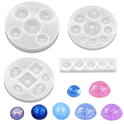 Aabellay 4 Stück Epoxidharz Resin Formen Harz Casting Schmuck Gießformen Kissral Silikonform Schmuck Cabochon Edelstein Silikonform für Anhänger Halskette Ohrringe DIY Basteln von Aabellay