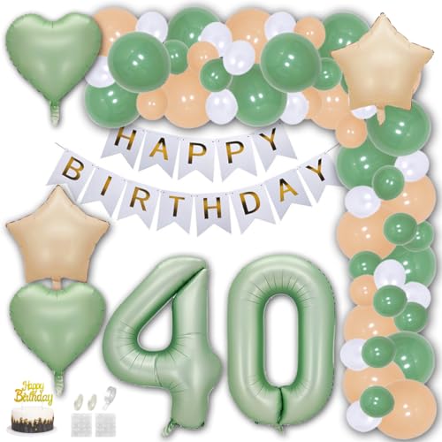Aabellay 40. Geburtstag Deko Frauen Mann Grün Beige Geburtstagsdeko Gold Geburtstag Luftballon Dekoration Weiß Happy Birthday Banner Konfetti Ballons Luftballons Tortenaufsatz Nummer Folienballons Aabellay 40. Geburtstag Deko Frauen Mann Grün Beige Geburtstagsdeko Gold Geburtstag Luftballon Dekoration Weiß Happy Birthday Banner Konfetti Ballons Luftballons Tortenaufsatz Nummer Folienballons von Aabellay