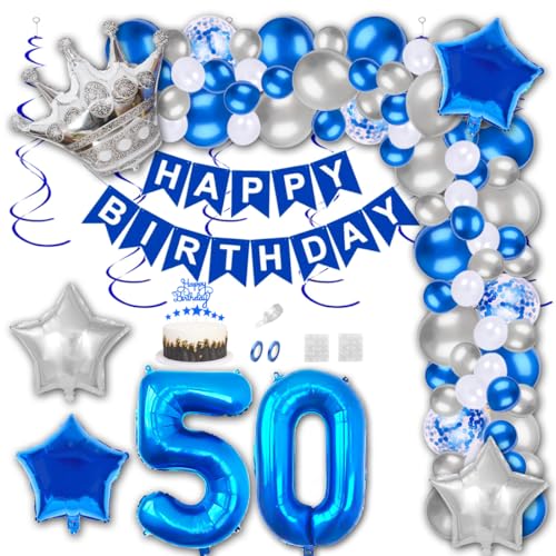 Aabellay 50 Jahre Geburtstag Dekorationen Blau Geburtstagsdeko Happy Birthday Banner Silber Konfetti Luftballons Nummer Folienballons Krone Stern Mylar Foil Ballon Tortendeko für Mann Frauen Aabellay 50 Jahre Geburtstag Dekorationen Blau Geburtstagsdeko Happy Birthday Banner Silber Konfetti Luftballons Nummer Folienballons Krone Stern Mylar Foil Ballon Tortendeko für Mann Frauen von Aabellay