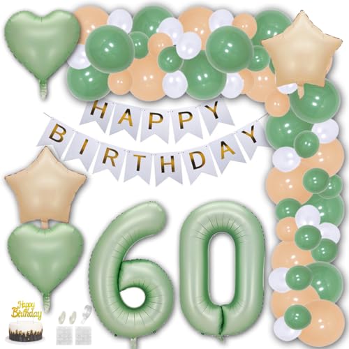 Aabellay 60. Geburtstag Deko Frauen Mann Grün Beige Geburtstagsdeko Gold Geburtstag Luftballon Dekoration Weiß Happy Birthday Banner Konfetti Ballons Luftballons Tortenaufsatz Nummer Folienballons Aabellay 60. Geburtstag Deko Frauen Mann Grün Beige Geburtstagsdeko Gold Geburtstag Luftballon Dekoration Weiß Happy Birthday Banner Konfetti Ballons Luftballons Tortenaufsatz Nummer Folienballons von Aabellay