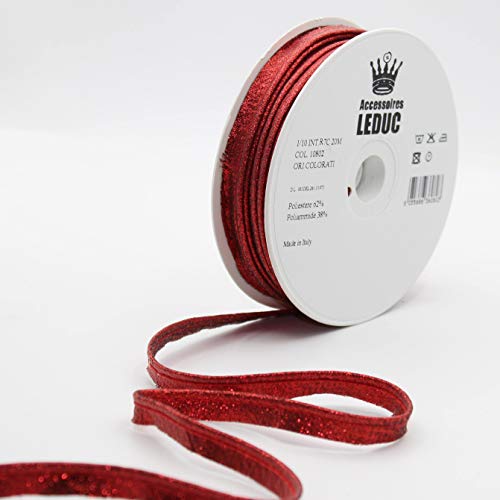 20 Meter Keder, 13 Farben, Metall, Lurex, 10 mm (8+2) (10802 Rot) von ACCESSOIRES LEDUC