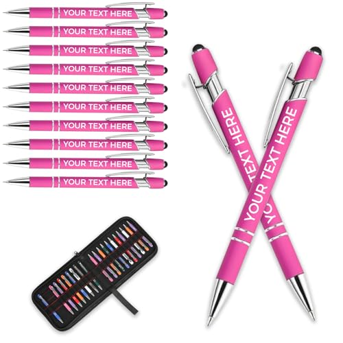 Aappping Kugelschreiber Personalisiert Mit Gravur,Personalisierter Kugelschreiber Set,Personalisierte Kugelschreiber Mit Touchpen,Kugelschreiber Hochwertig Mit Gravur(Hot Pink,20 stück) von Aappping
