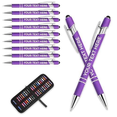 Aappping Kugelschreiber Personalisiert Mit Gravur,Personalisierter Kugelschreiber Set,Personalisierte Kugelschreiber Mit Touchpen,Kugelschreiber Hochwertig Mit Gravur(Lila,50 stück) von Aappping