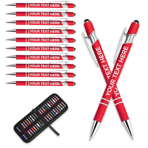 Aappping Kugelschreiber Personalisiert Mit Gravur,Personalisierter Kugelschreiber Set,Personalisierte Kugelschreiber Mit Touchpen,Kugelschreiber Hochwertig Mit Gravur(Rot,10 stück) von Aappping