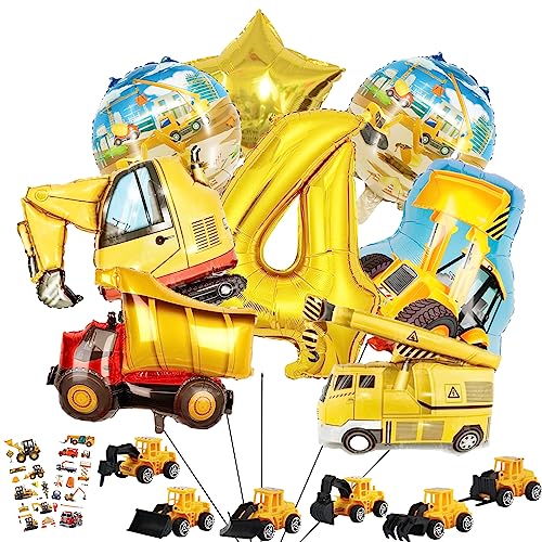 Bagger kinder 4. jahre luftballons geburtstag Deko set,geburtstagsdeko baustelle - Mit 6 Stück Bau-LKW-Modell Spielzeuggeschenken und Aufklebern Bagger kinder 4. jahre luftballons geburtstag Deko set,geburtstagsdeko baustelle - Mit 6 Stück Bau-LKW-Modell Spielzeuggeschenken und Aufklebern von Aapxi