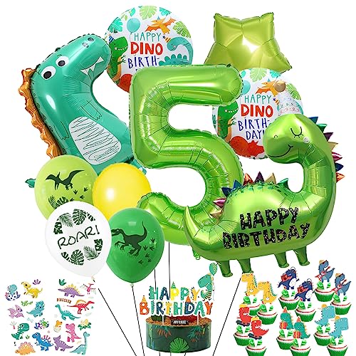Dinosaurier luftballons geburtstag,Dino Happy Birthday luftballon,5 Jahr Kinder Folienballons,Jungen und Mädchen Geburtstagsparty Dschungel Geburtstag Dekoration (5 Jahr geburtstag) von Aapxi