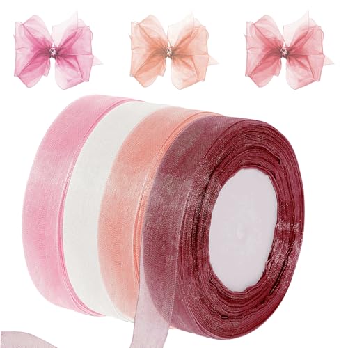 Organzaband, 4 Stück Organza Schleifenband Dekoband, 45m Rosa Geschenkverpackungsband, Hochzeitsdekoration, Dekorativer Tüll, Schleifenband, für Taufe, Geschenkverpackungen, Durchscheinend Organzaband, 4 Stück Organza Schleifenband Dekoband, 45m Rosa Geschenkverpackungsband, Hochzeitsdekoration, Dekorativer Tüll, Schleifenband, für Taufe, Geschenkverpackungen, Durchscheinend von Aarcyye